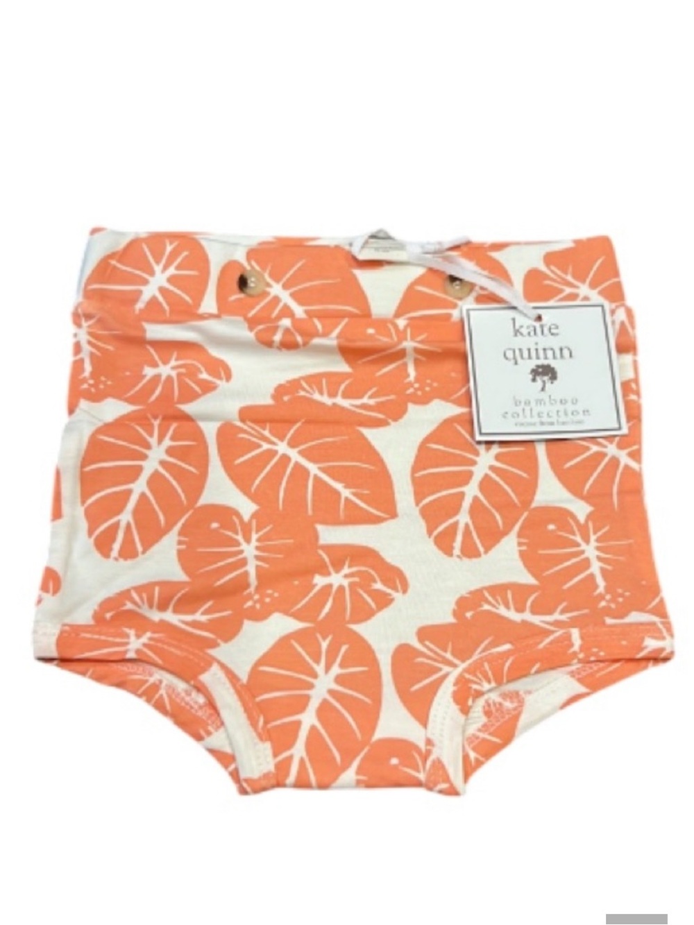 Kate Quinn Peach/White Dahlia Taro Tropical Retro Bloomers 6-12M Bamboo Blend